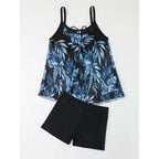 Damen Tankini-Set mit floralem Oberteil und figurbetonendem Unterteil R&B