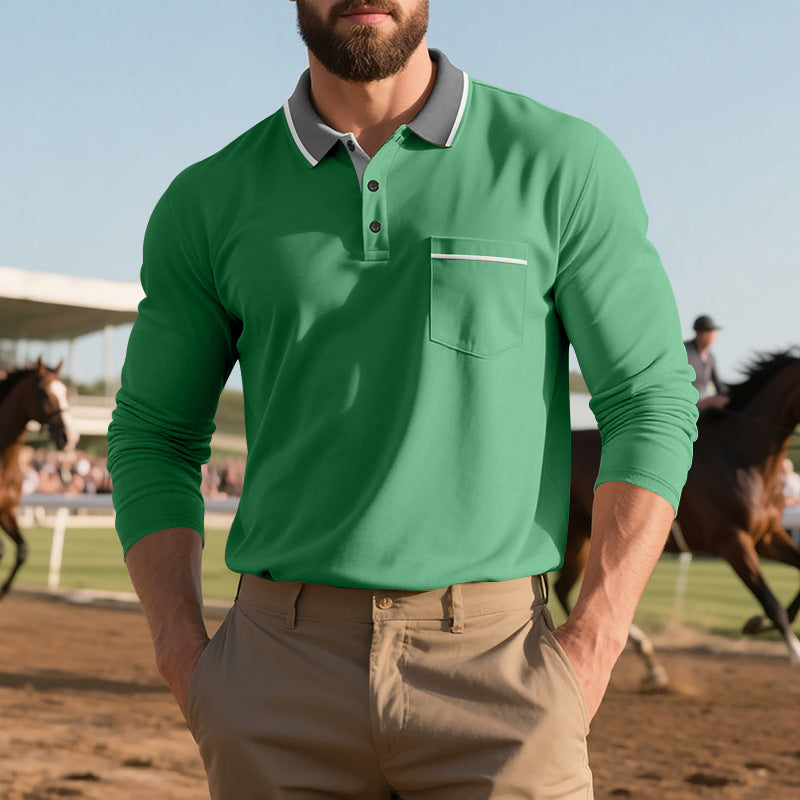 Herren Poloshirt mit trendigem Design und bequemen langen Ärmeln R&B
