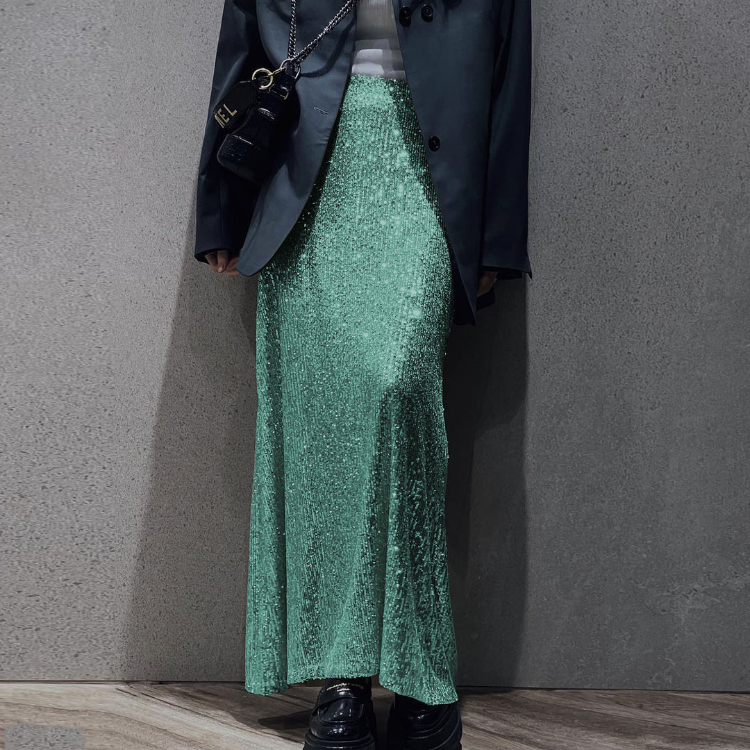Damen Glitzernder Maxi-Rock mit schmalem Schnitt und hohem Bund R&B