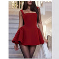Damen Mini Kleid mit ausgestelltem Rock und schulterfreiem Design R&B