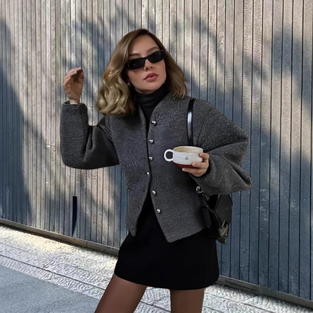 Damen Chice Überwurfjacke mit strukturiertem Design und eleganten Knöpfen R&B