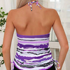 Damen Tankini-Oberteil mit verstellbaren Riemen und raffiniertem Wickeldetail R&B