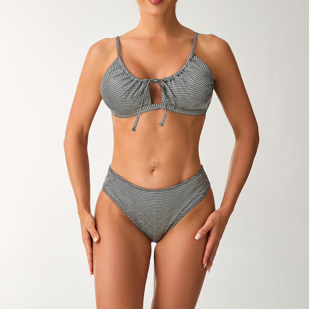 Damen Hoch geschnittenes Bikini-Set mit verspieltem Knotendetail R&B