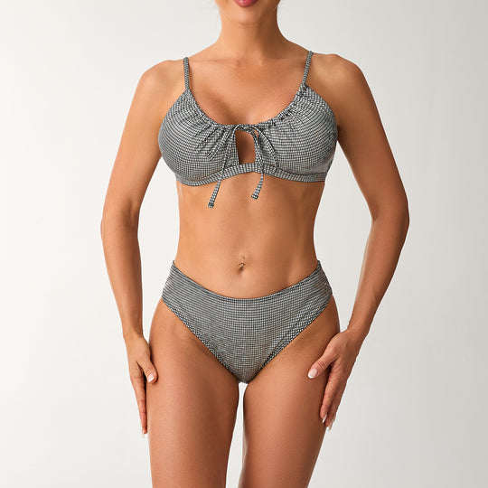 Damen Hoch geschnittenes Bikini-Set mit verspieltem Knotendetail R&B