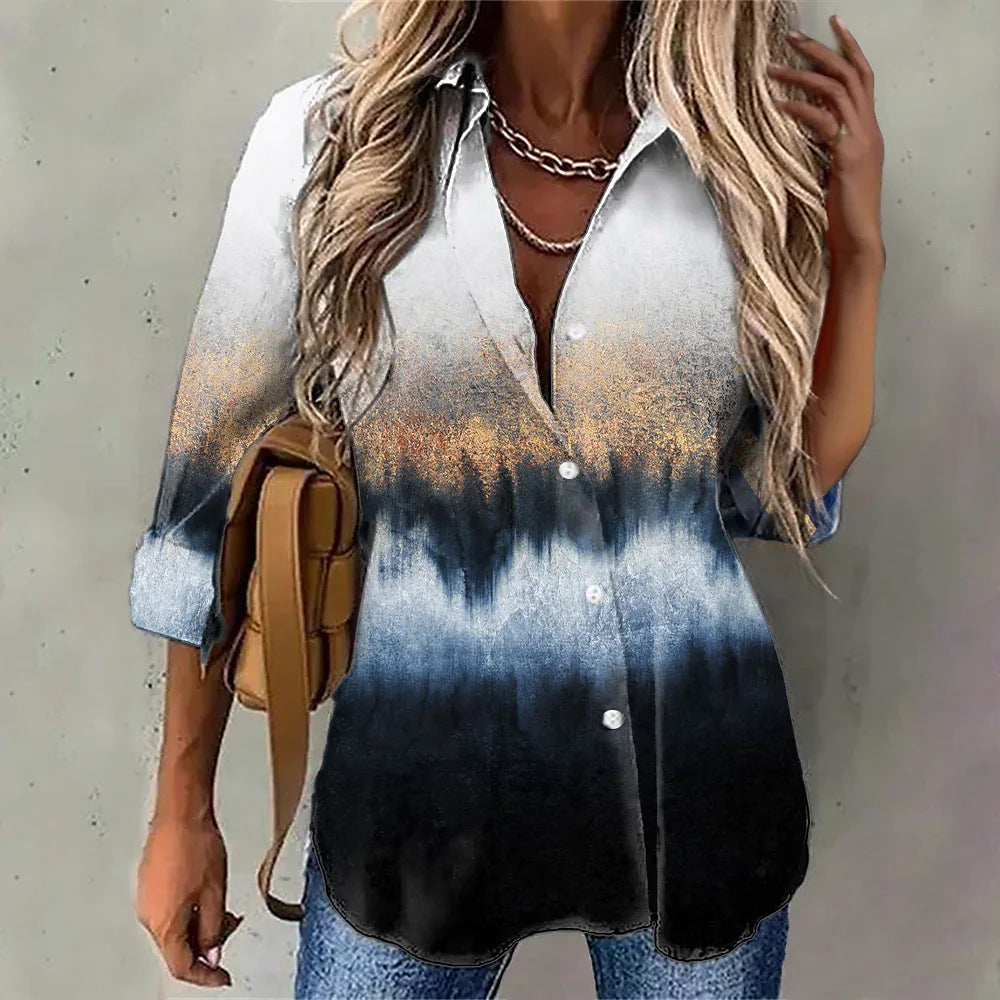 Damen lässige Chiffonbluse mit Ombre-Effekt R&B