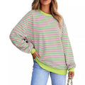 Damen lässiger gestreifter Sweatshirt mit Oversize-Schnitt und bequemen Details