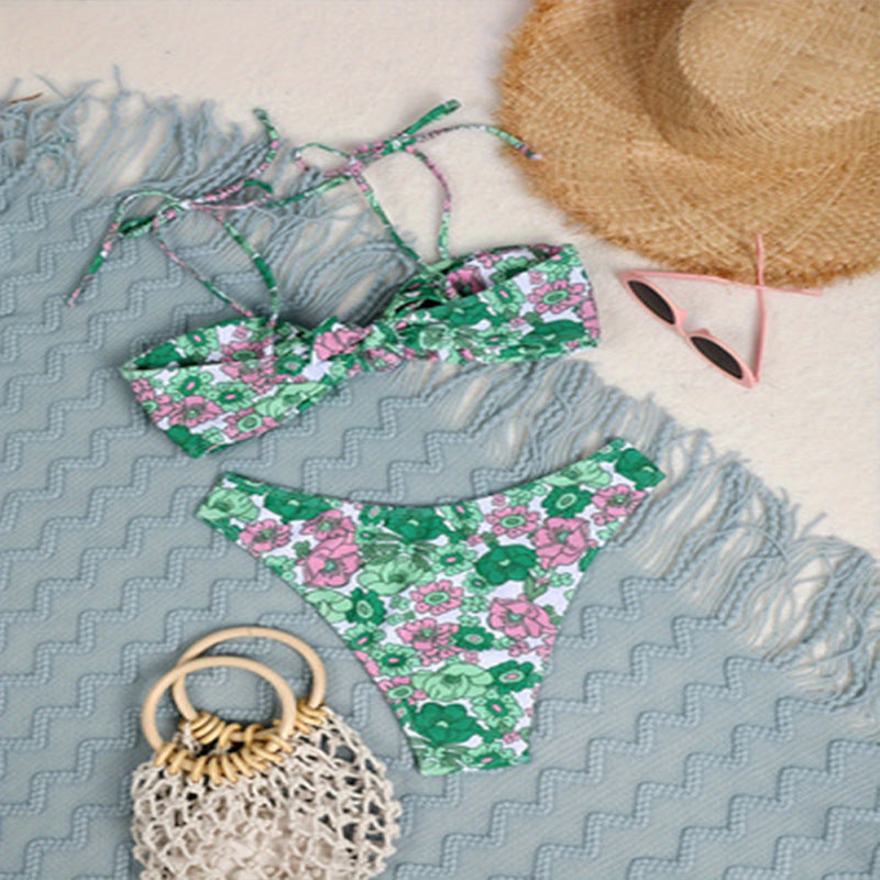 Damen Triangel-Bikini mit verspieltem Knoten und verstellbaren Trägern R&B