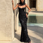 Damen figurbetontes Abendkleid mit floralem Stickdesign und hochwertigem Stoff R&B