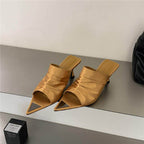 Damen offene Mules mit elegantem Rüschendesign R&B