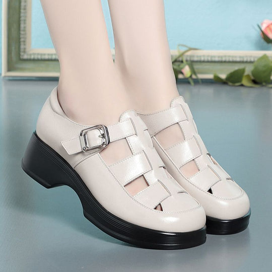 Damen Elegante Komfortsandalen mit verstellbarem Riemen und bequemem Absatz R&B