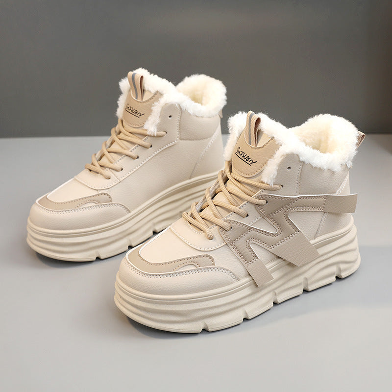 Damen modische High-Top Sneakers mit kuscheligem Innenfutter und robustem Profil R&B