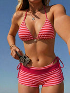 Damen Bikini-Set mit verstellbaren Trägern und hochgeschnittener Shorts R&B