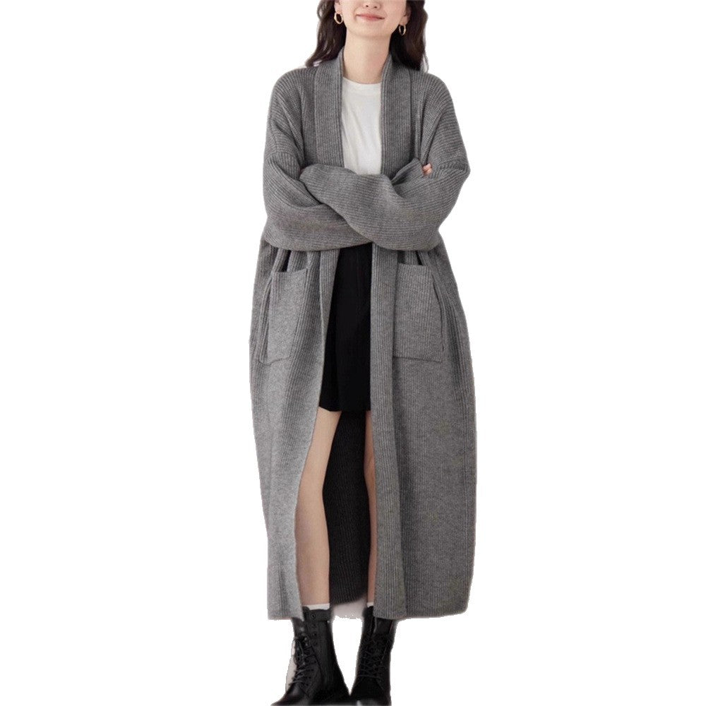 Damen Grob gestrickter Cardigan mit offenen Seiten und praktischen Taschen R&B