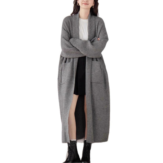 Damen Grob gestrickter Cardigan mit offenen Seiten und praktischen Taschen R&B