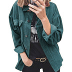 Damen modische Cordjacke mit praktischen aufgesetzten Taschen und lässigem Schnitt R&B