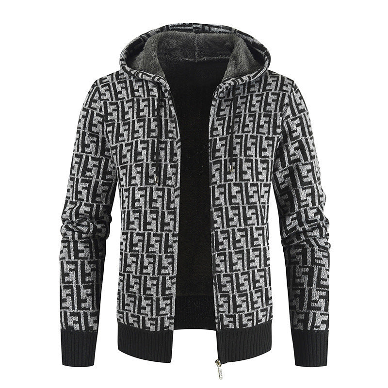Herren Warm gefütterte Kapuzenjacke R&B