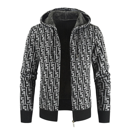 Herren Warm gefütterte Kapuzenjacke R&B