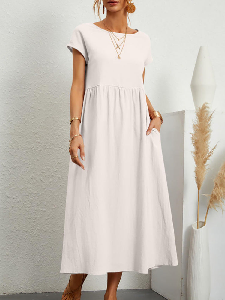 Damen Midikleid mit Lässigem Schnitt und Seitlichen Taschen R&B