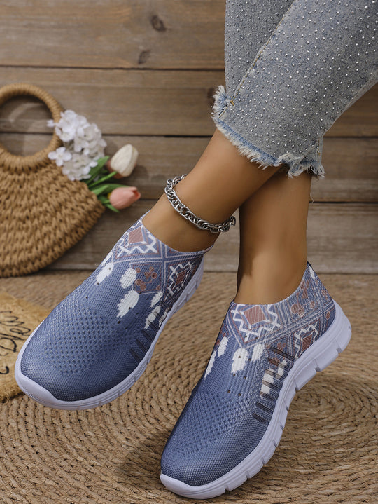 Damen Komfortable Slip-On Sneakers mit modischem Mustermix R&B