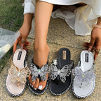 Damen Glamouröse Sandalen mit funkelnden Schmetterlings-Applikationen R&B