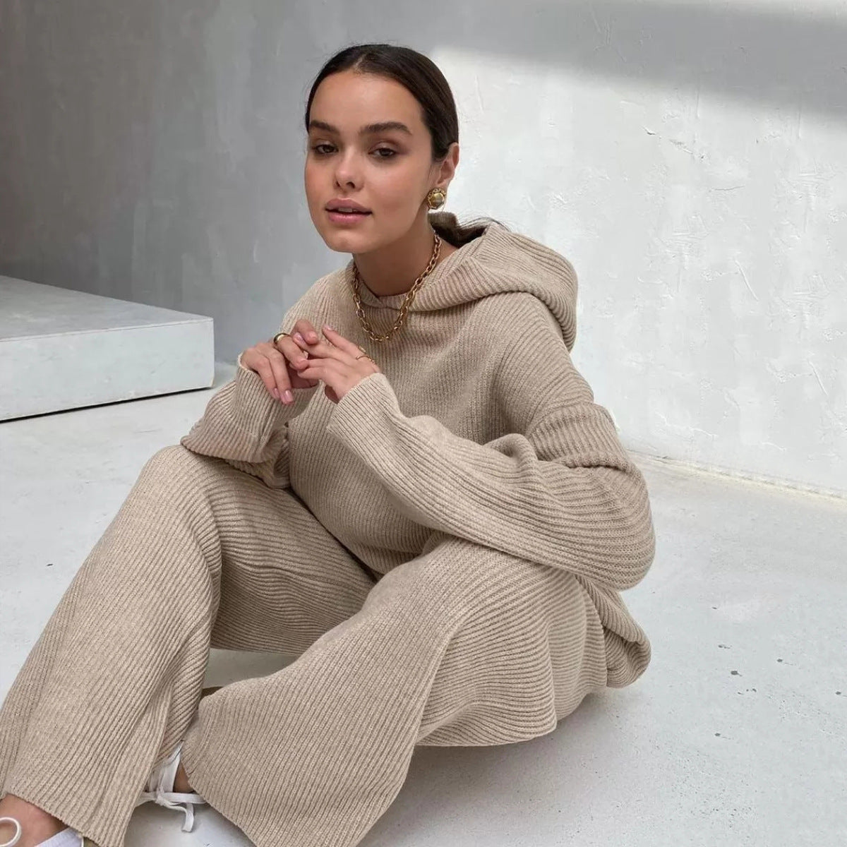 Damen lässiges Sweatshirt- und Pants-Set mit oversized Schnitt R&B