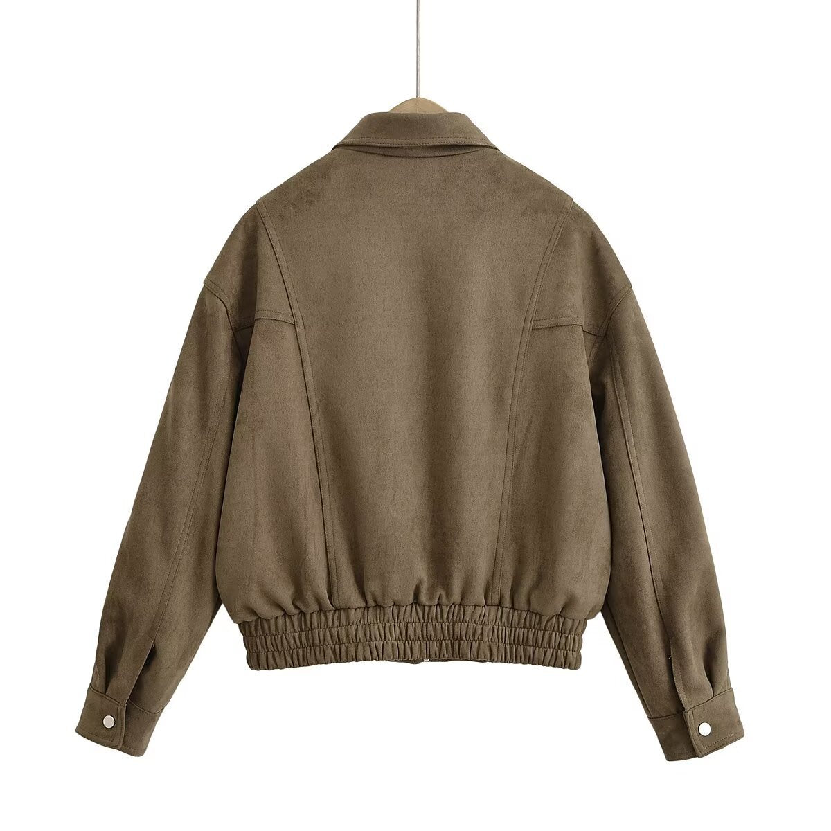 Damen Kunstleder Blousonjacke mit praktischen Taschen und elastischem Saum R&B