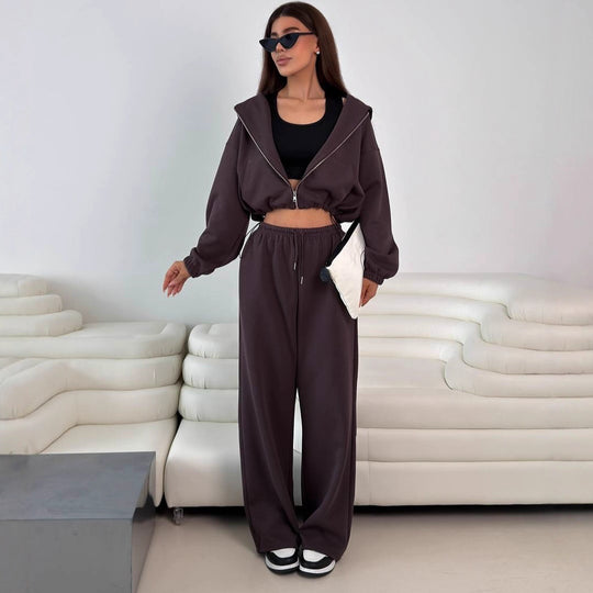 Damen lässige Kapuzenjacke mit hohem Kragen und Reißverschluss R&B