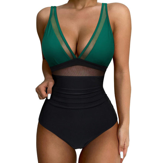 Damen Hochgeschnittener Badeanzug mit modischem Cut-Out R&B