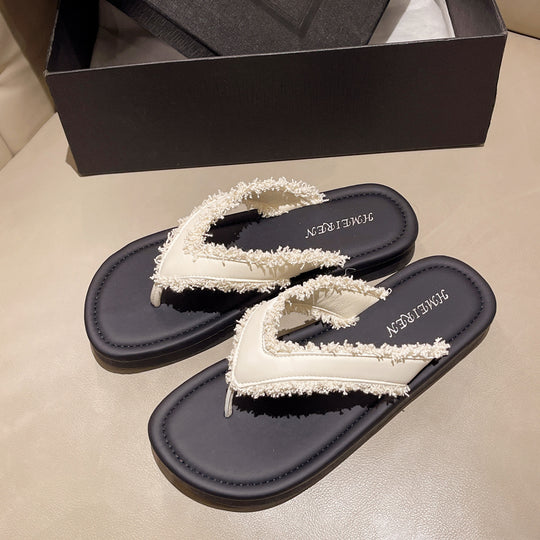 Damen Flip-Flops mit modischem Fransen-Design und komfortabler Sohle R&B
