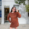 Damen Strickkleid mit voluminösen Ärmeln und lässigem Schnitt R&B