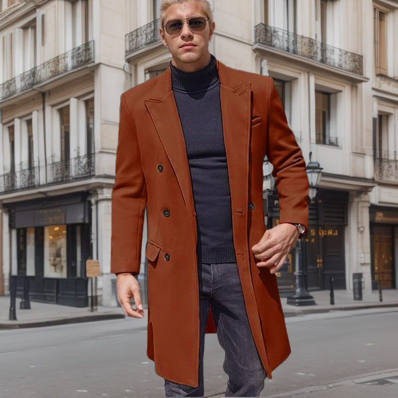 Herren eleganter Doppelknebel-Mantel mit stilvollem Schnitt und modischen Details R&B