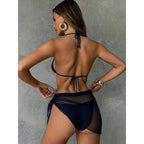 Damen Triangel-Bikini mit modischem Wickelrock und elegantem Schmuckdetail R&B