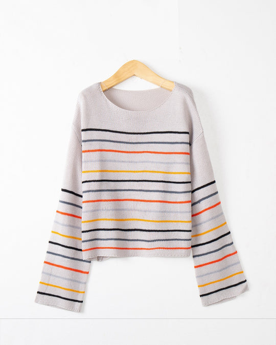 Damen Oversized Streifenpullover aus weichem Material mit weitem Schnitt R&B