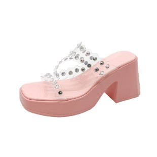 Damen Plateau-Pantoletten mit glitzernden Details R&B