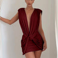 Damen Minikleid mit tiefem V-Ausschnitt und raffinierten Drapierungen R&B