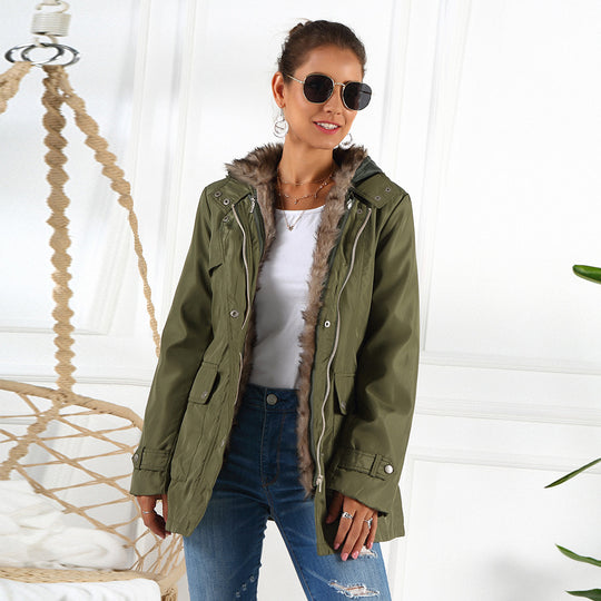 Damen Outdoor Parkajacke mit verstellbarem Kordelzug und abnehmbarer Kapuze R&B