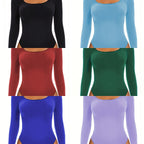 Damen Langarm Bodysuit mit Tiefem Rundhalsausschnitt und Figurbetontem Schnitt R&B