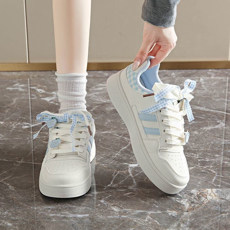 Damen Sneakers mit kariertem Bindungsdesign und atmungsaktiver Innensohle R&B