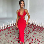 Damen Maxi-Strandkleid mit innovativem Cut-Out-Design R&B