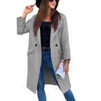 Damen elegante Trenchcoat mit praktischen Taschen und modernen Knopfdetails R&B