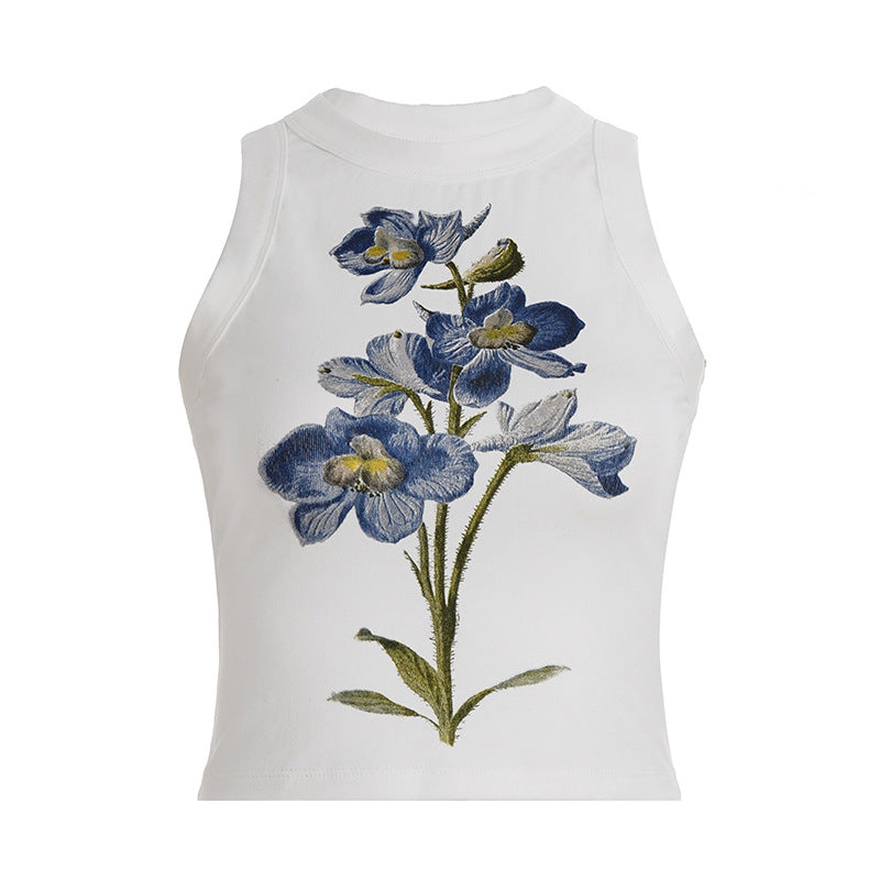 Damen ärmelloses Oberteil mit floralem Stickdesign R&B