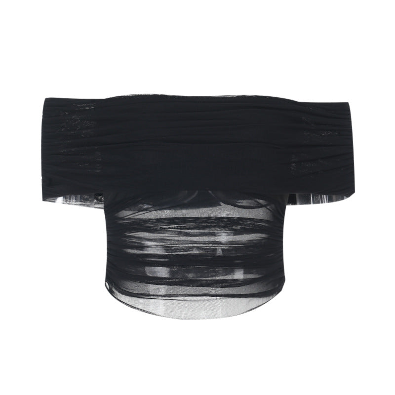 Damen Off-Shoulder Crop-Top mit Raffungen R&B