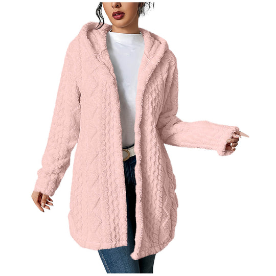 Damen Kuschelige Cardiganjacke mit Kapuze aus weichem Fleece R&B