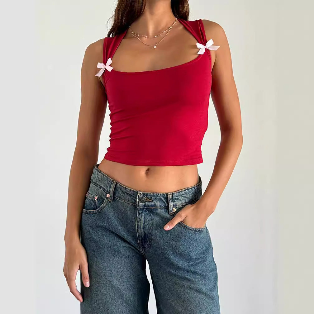 Damen Crop-Top mit verspielten Schleifendetails R&B