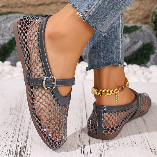 Damen Stilettos mit netzartigem Obermaterial und moderner Schnallenapplikation R&B