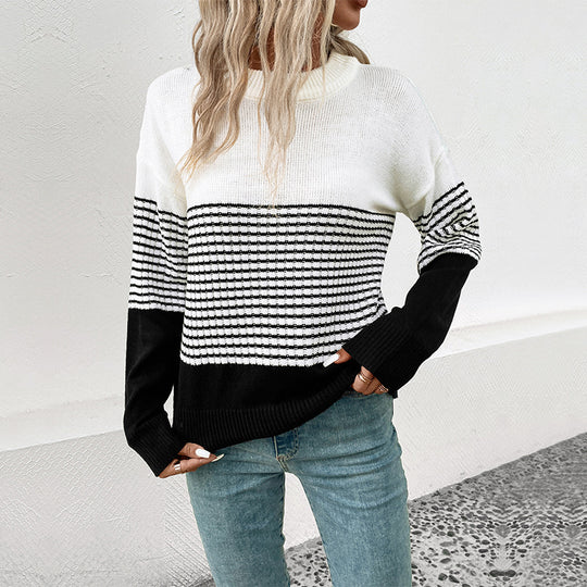 Damen Streifenpullover mit lässigem Schnitt und modernem Design R&B