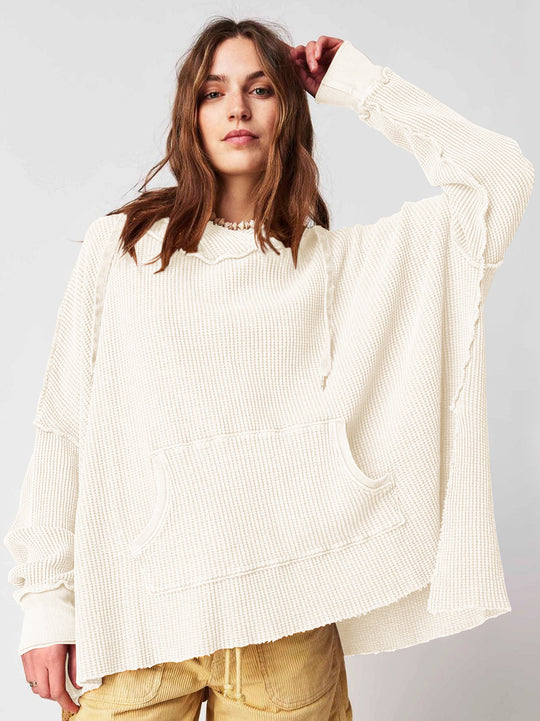 Damen Lässiger Hoodie mit strukturiertem Design und praktischer Kängurutasche R&B