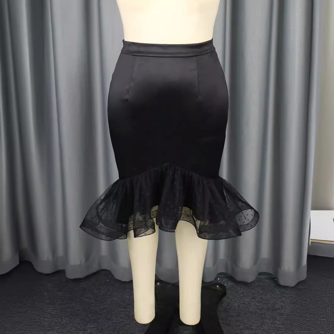 Damen eleganter Bleistiftrock mit voluminösem Tüllsaum R&B