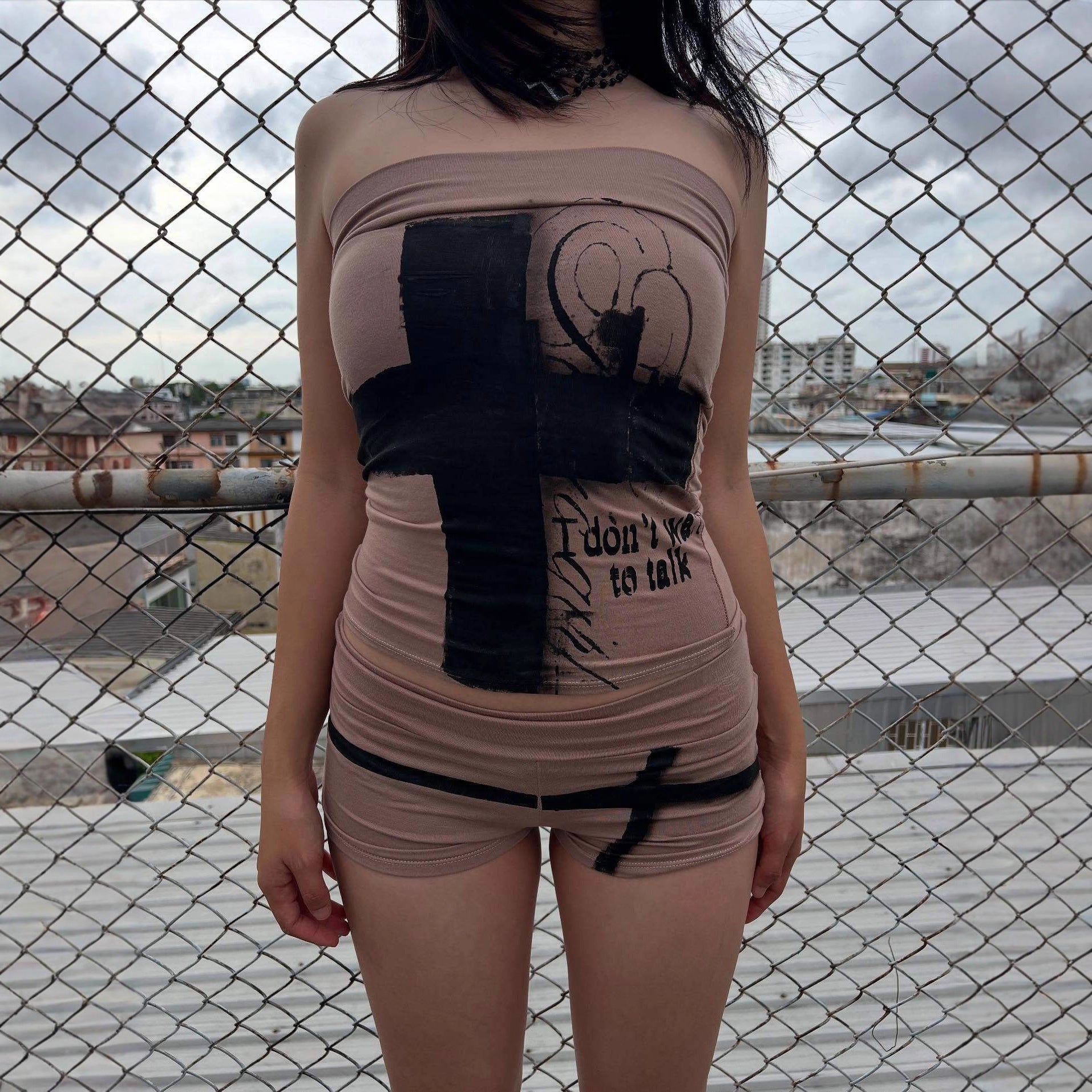 Damen Freizeit-Set mit lockerem Schnitt und kreativem Grafikdesign R&B