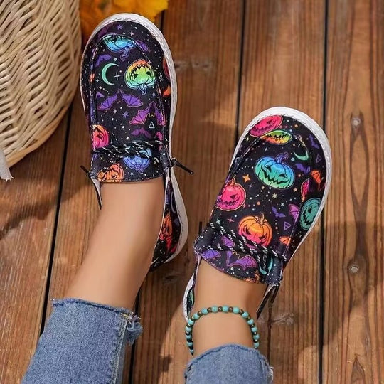 Damen Sneaker mit lustigem Halloween-Motiv und atmungsaktiver Sohle R&B